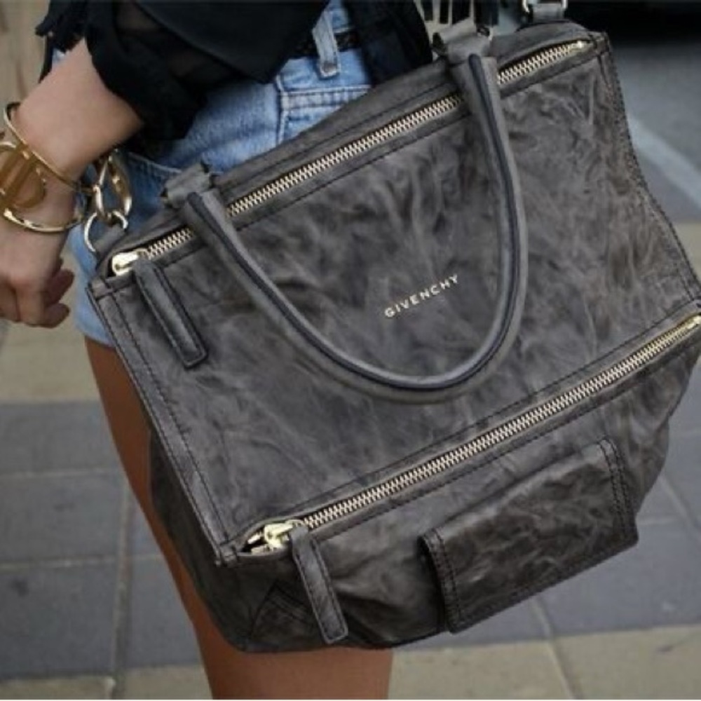 Givenchy Pandora Black Leather Tote with Silver Accents